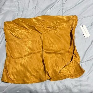 Anthropologie Shiny Mustard Satin Tube Top